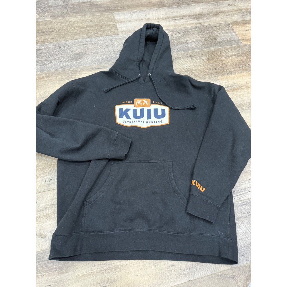 Kuiu Ultralight Hunting Mens XL Black Graphic Pullover Hoodie Logo Fleece